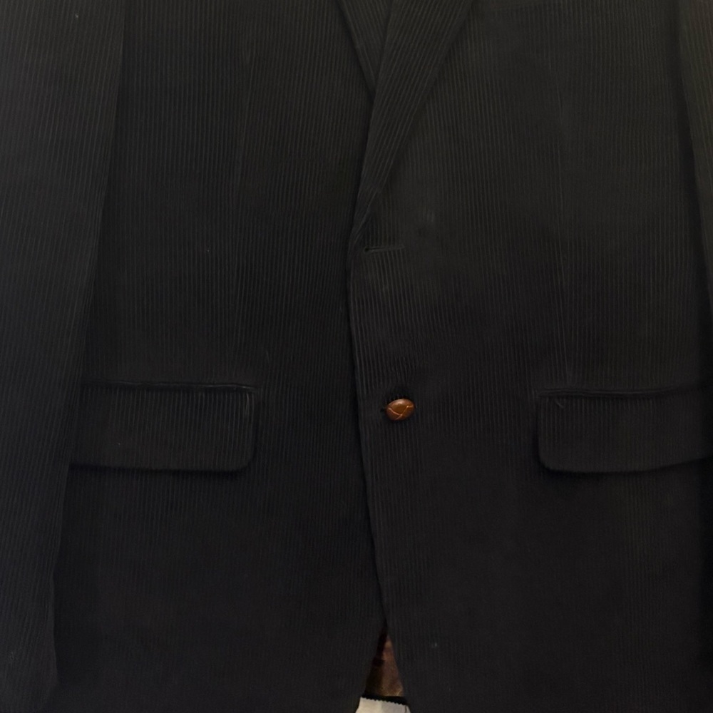 Lauren Ralph Lauren Blazer 42L Black Cotton Corduroy Preppy Sport Coat Jacket - Picture 2 of 9
